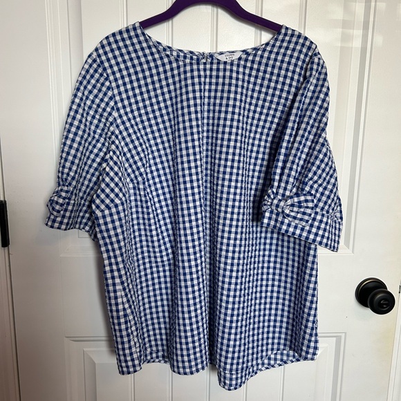 Crown and Ivy blue and white checked shirt - Picture 1 of 5